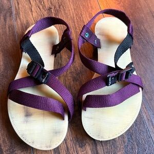 Purple and Black OESH sandals size 8 (BL)